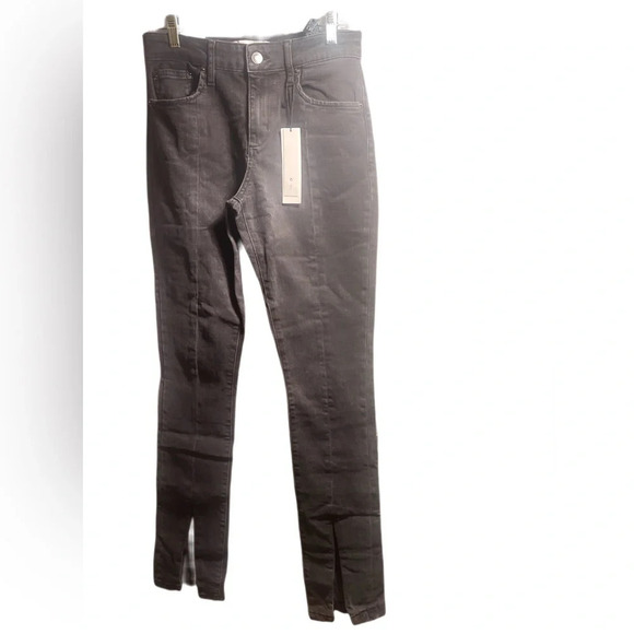 NWT Zara The Olivia split hem straight edge black stylish trendy 2 pckt jeans 6 - Picture 2 of 4
